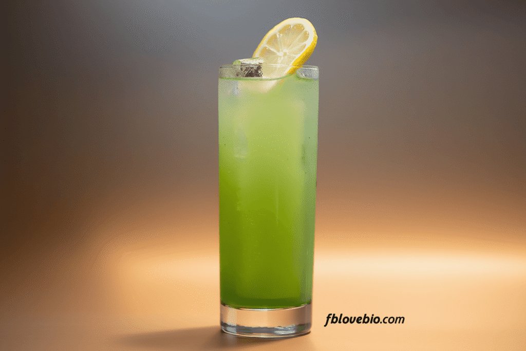 Midori Sour Cocktail Garnished with Lime
