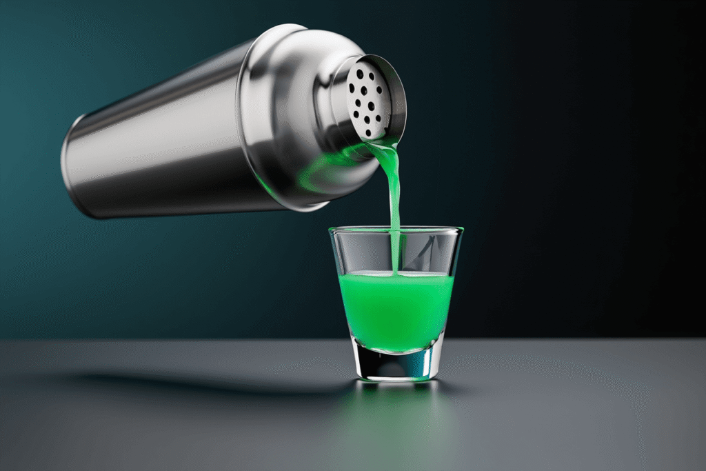 Pouring Liquid Marijuana Drink into Glass